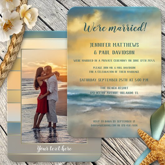 Beach Sunset Weddenschappen Reception Fotouitnodig Kaart