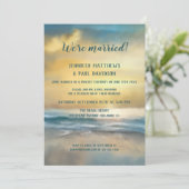 Beach Sunset Weddenschappen Reception Fotouitnodig Kaart (Staand voorkant)