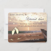 Beach Sunset Wedding, Glasses Rehearsal Dinner Car Kaart (Voorkant)