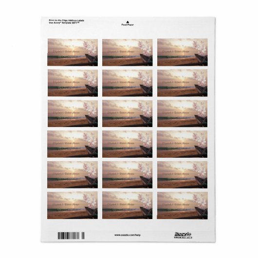 Beach Sunset Wedding, Plumeria Label (Full Sheet)