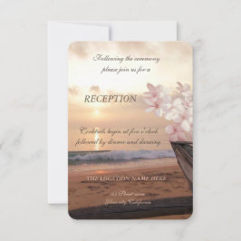Beach Sunset Wedding, Plumeria Reception Kaart