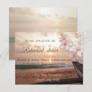 Beach Sunset Wedding, Plumeria Rehearsal Dinner Kaart