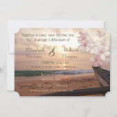 Beach Sunset Wedding Plumeria Uitnodiging (Voorkant)
