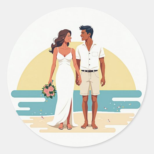 Beach Sunset Wedding Sticker (Voorkant)