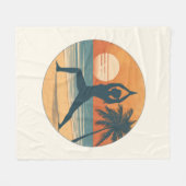 Beach Sunset Yoga Silhouette | Cream Coastal Life Fleece Deken (Voorkant (Horizontaal))