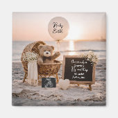 beach sunset zwangerschapsaankondiging teddy aande magneet (Voorkant)