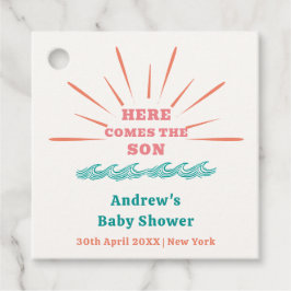 Beach Sunshine Hier komt het Son Baby shower Bedankjes Labels