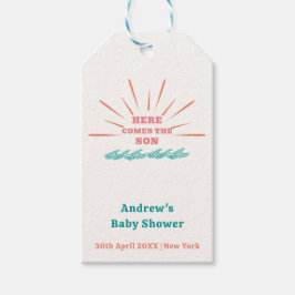 Beach Sunshine Hier komt het Son Baby shower Cadeaulabel