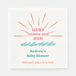Beach Sunshine Hier komt het Son Baby shower Servet
