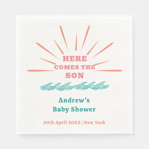Beach Sunshine Hier komt het Son Baby shower Servet