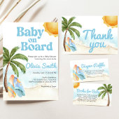 Beach Surf Baby on Board Baby Shower Kaart