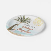 Beach Surf Baby shower Papieren Bordje (Gekanteld)