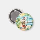 Beach Surf Christmas Party with Santa Claus  Magneet (Voorkant / Achterkant)
