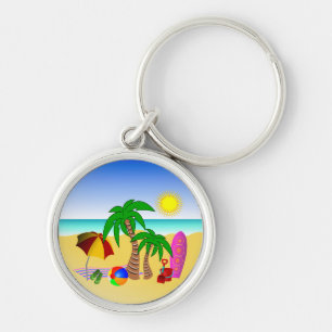 Beach Surf Fun Colorful Premium Round Key Rings Sleutelhanger