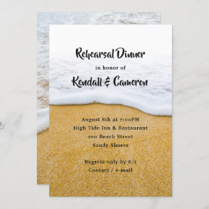 Beach Surf n Sand Rehearsal Dinner Invitation Kaart