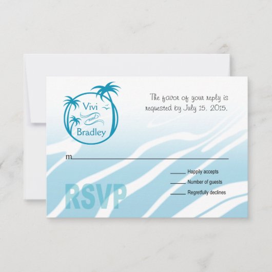 Beach Surf Palm Logo RSVP | blauw Kaartje (Voorkant)