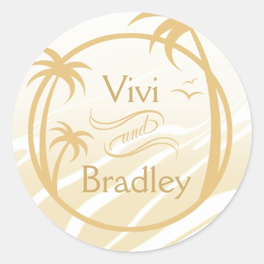 Beach Surf Palm Logo | zand Ronde Sticker (Voorkant)