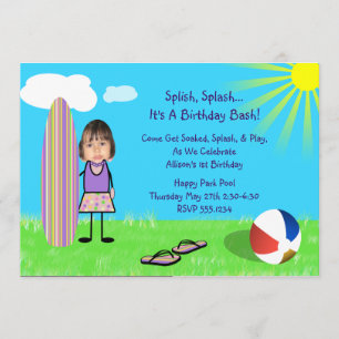 Beach Surf Photo Card Girl Kaart