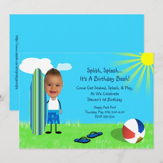 Beach Surf Photo Card Kaart (Voorkant / Achterkant)