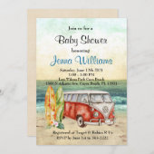 Beach Surf Surfboard Baby Boy Shower Invitation Kaart (Voorkant / Achterkant)