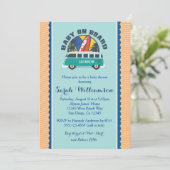 Beach Surf Surfboard Baby Boy Shower Invitation Kaart (Staand voorkant)