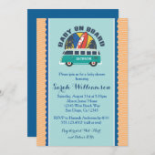 Beach Surf Surfboard Baby Boy Shower Invitation Kaart (Voorkant / Achterkant)