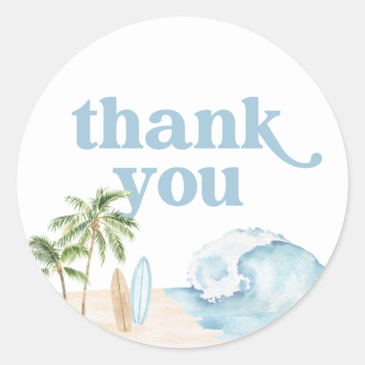 Beach Surf Verjaardag Ronde Sticker (Voorkant)