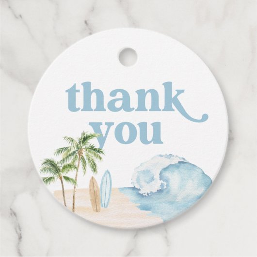 Beach Surf verjaardagsgunst tag Bedankjes Labels (Voorkant)