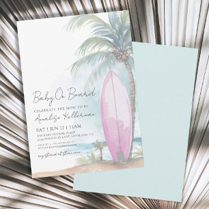 Beach Surfboard Baby aan boord van het Baby shower Kaart