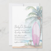 Beach Surfboard Baby aan boord van het Baby shower Kaart (Voorkant)