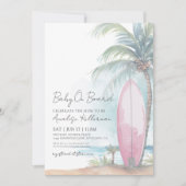 Beach Surfboard Baby On Board Summer Baby Shower Kaart (Voorkant)