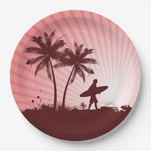 Beach Surfer papieren borden Bordje
