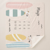Beach Surfer Twins Milestone Baby Sherpa Blanket Sherpa Deken (Voorkant)