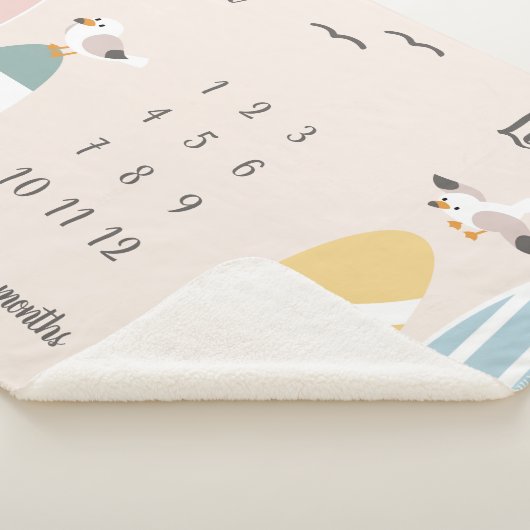 Beach Surfer Twins Milestone Baby Sherpa Blanket Sherpa Deken (3/4)