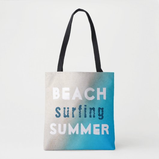 Beach Surfing Summer Typography Sand Ocean Tote Bag (Voorkant)
