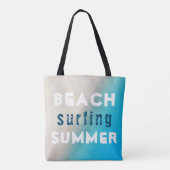 Beach Surfing Summer Typography Sand Ocean Tote Bag (Achterkant)