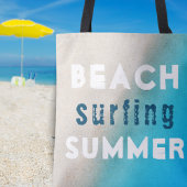 Beach Surfing Summer Typography Sand Ocean Tote Bag