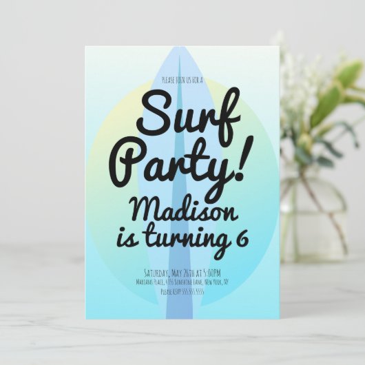 "Beach Surfparty Ombre Blue" Kaart (Staand voorkant)