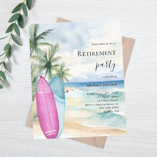 Beach surfplanken pensioen party uitnodiging