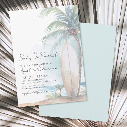 Beach Surven Baby aan boord van het Baby shower Kaart