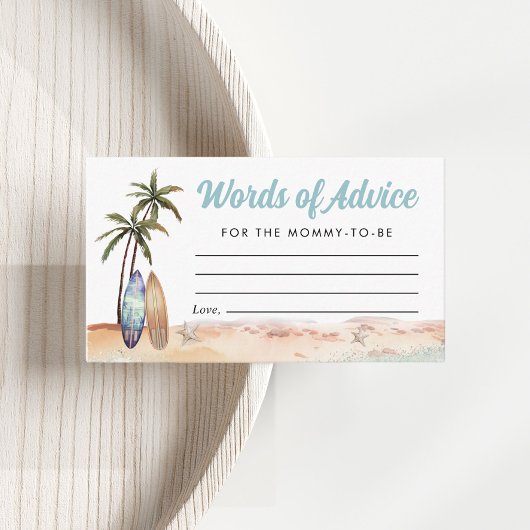 Beach Surven Boards Woorden van advies Baby shower Informatiekaartje