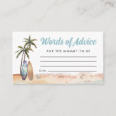 Beach Surven Boards Woorden van advies Baby shower Informatiekaartje (Voorkant)