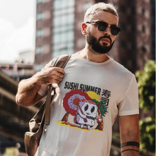 Beach Sushi Cartoon Food T-shirt