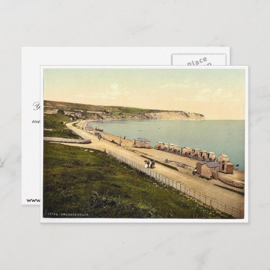 Beach, Swanage, England, zeldzaam Photochrom Briefkaart (Voorkant / Achterkant)