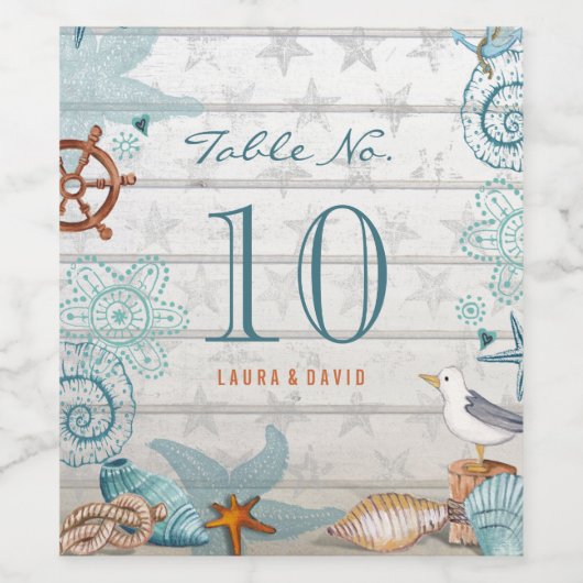 Beach-tabelnummer | Eigen waslabel Wijn Etiket (Enkel label)