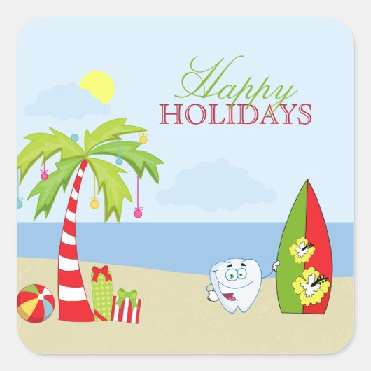 Beach tandst Prettige feestdagen sticker (Voorkant)
