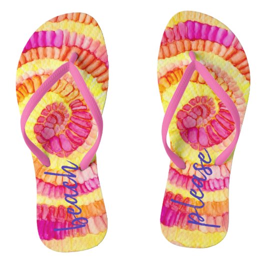 Beach Teenslipper Geel, Roze, Oranje Teenslippers (Voetbed)