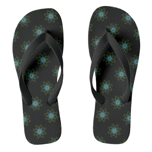 Beach Teenslippers Black Blue Kaleidoscope Mandala (Voetbed)