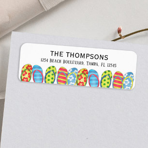 Beach Teenslippers Colorful Tropical Personalized  Etiket