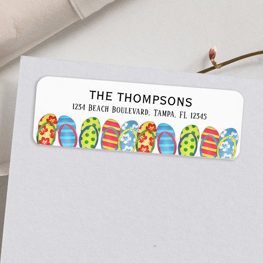 Beach Teenslippers Colorful Tropical Personalized Etiket